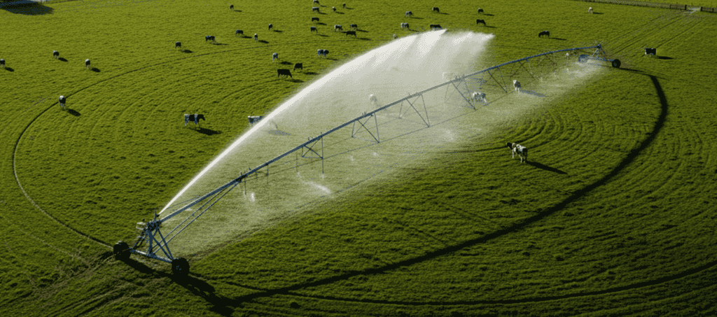 Dairy pasture with irrigation system
