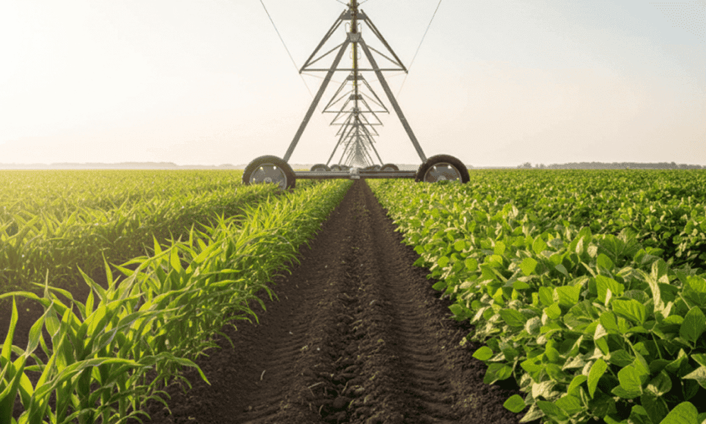 General agricultural field with irrigation system