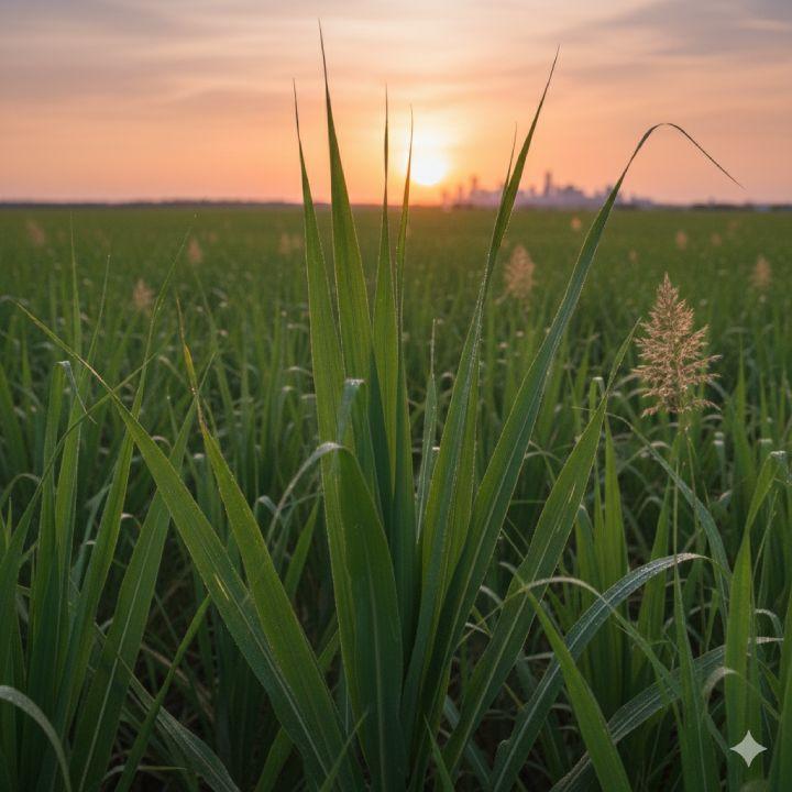Sugar cane crop under irrigation