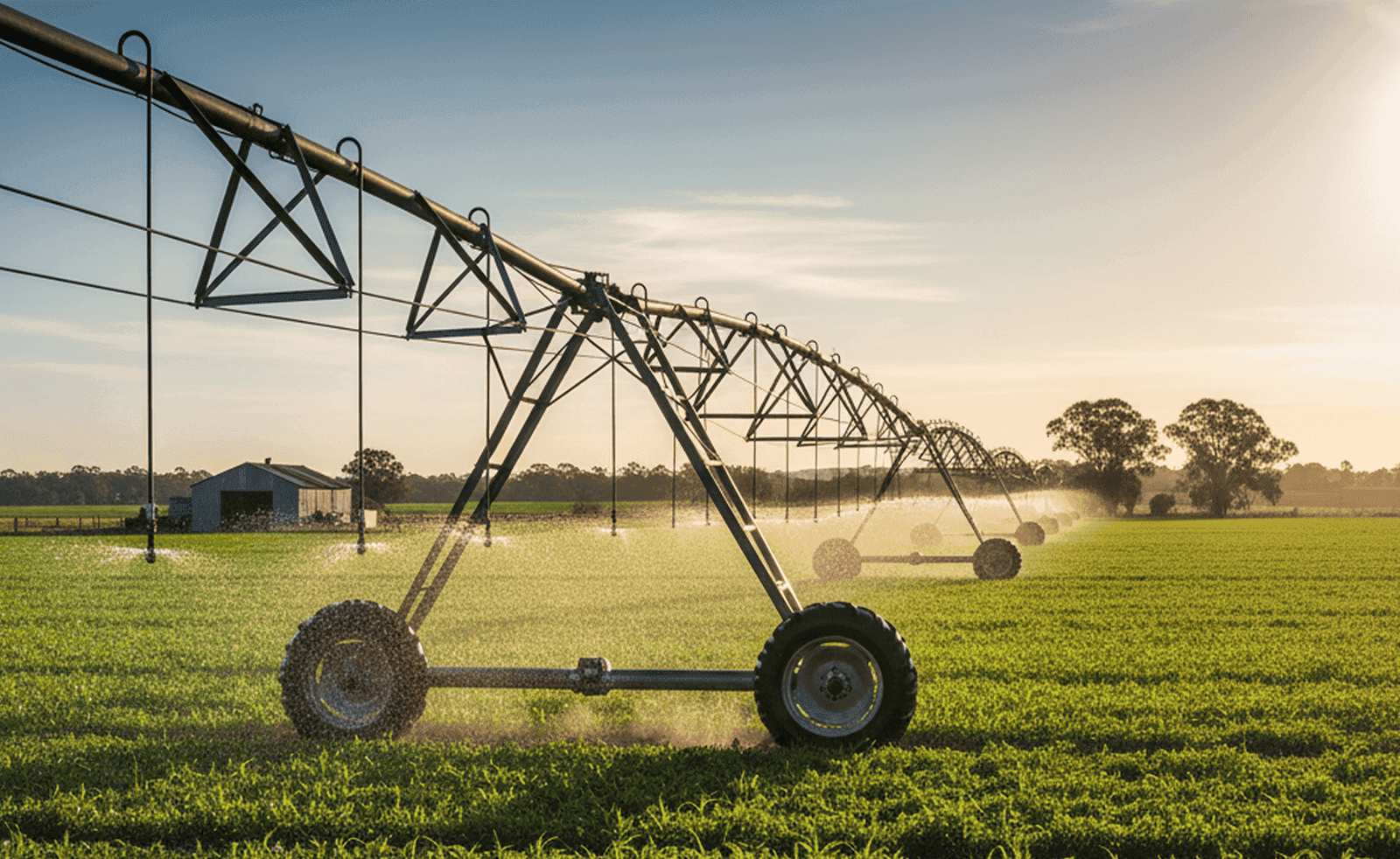 Centre pivot irrigating agricultural crop