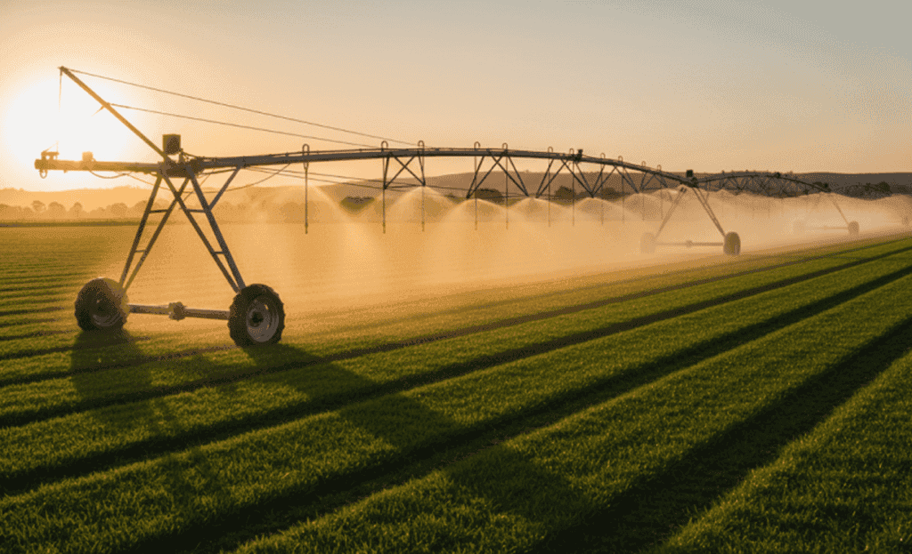 Turf production farm with irrigation system