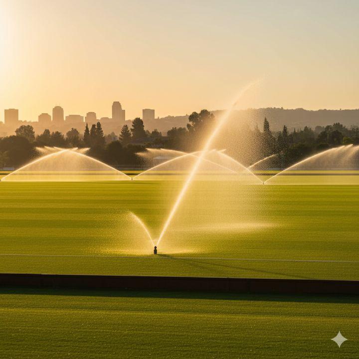 Irrigation system on polo field